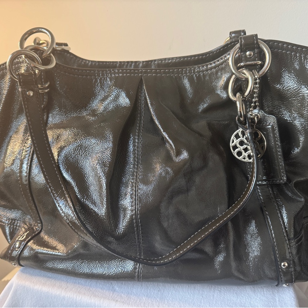 COACH ALEXANDRIA TOTE Grey Patent Leather